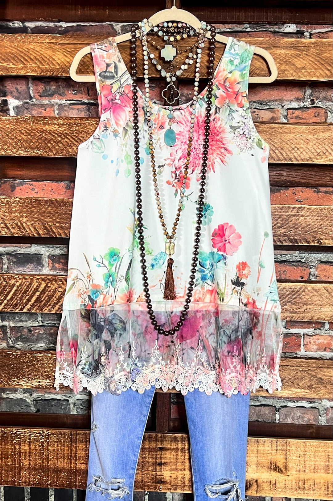 Season of Love Floral Slip Dress Extender Top Multi-Color