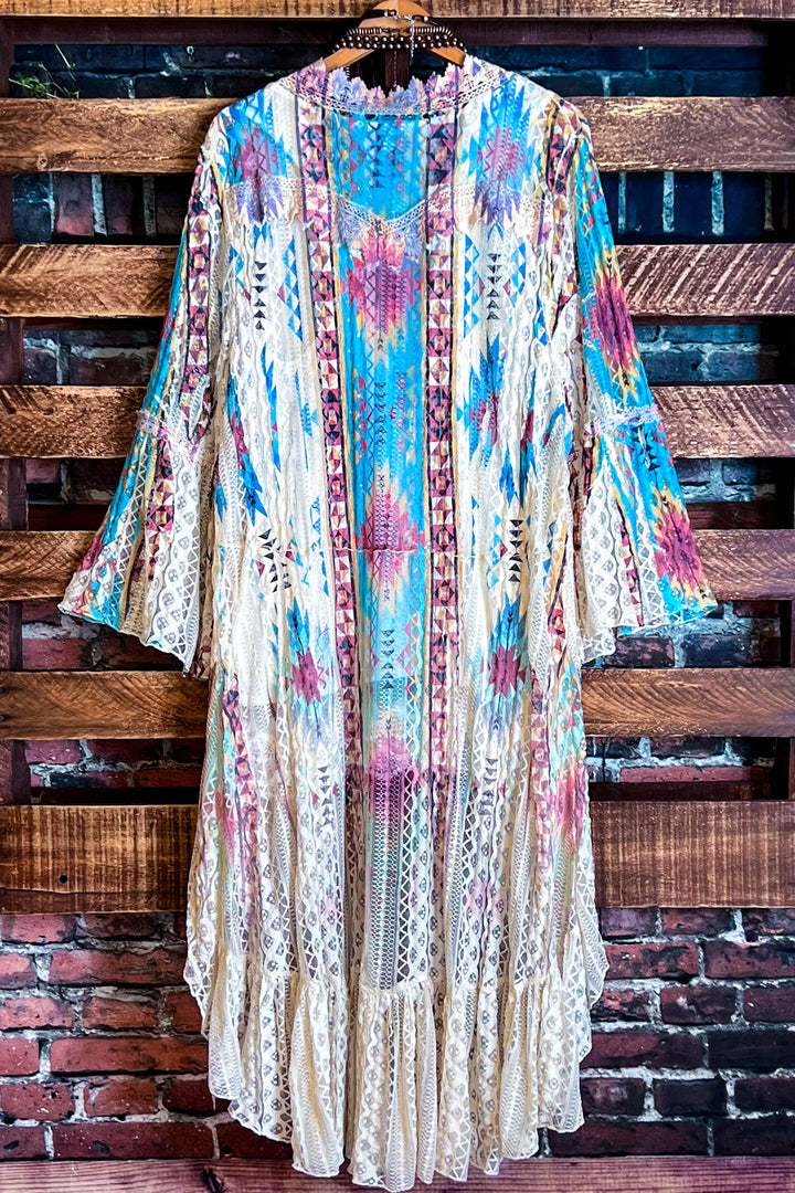 Nashville Diva Teal Lace Cardigan Duster