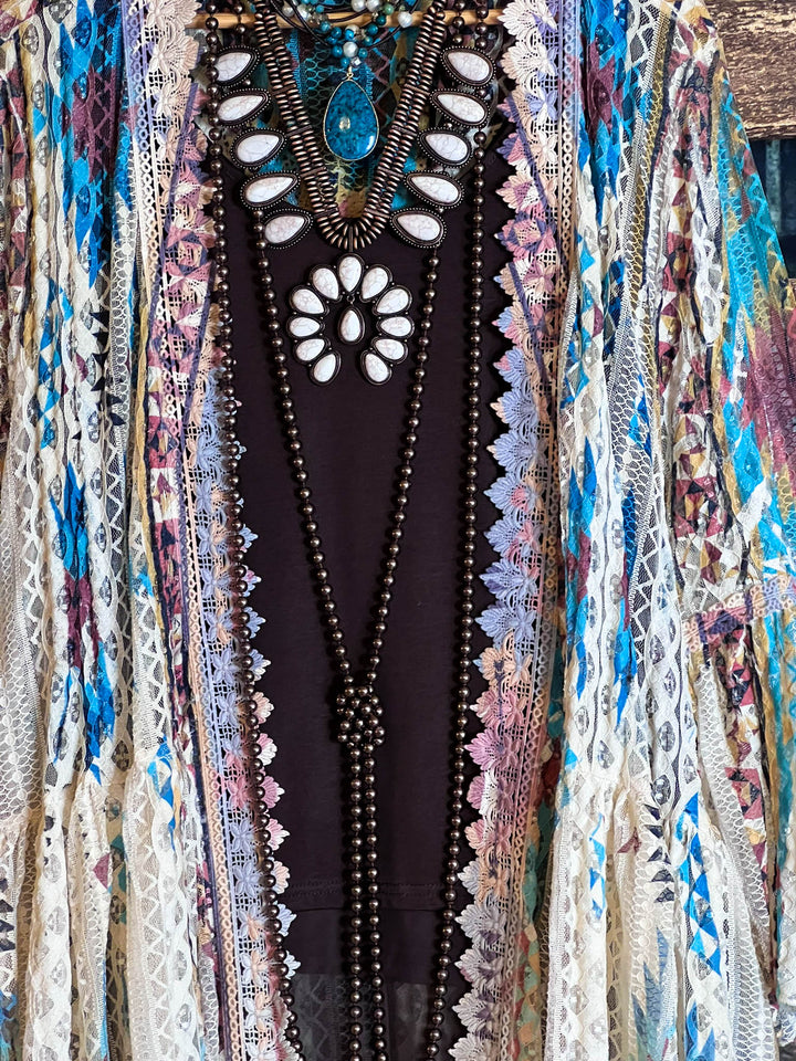 Nashville Diva Teal Lace Cardigan Duster