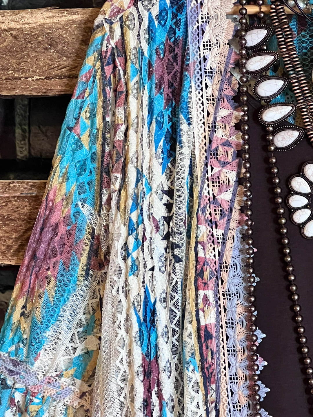 Nashville Diva Teal Lace Cardigan Duster