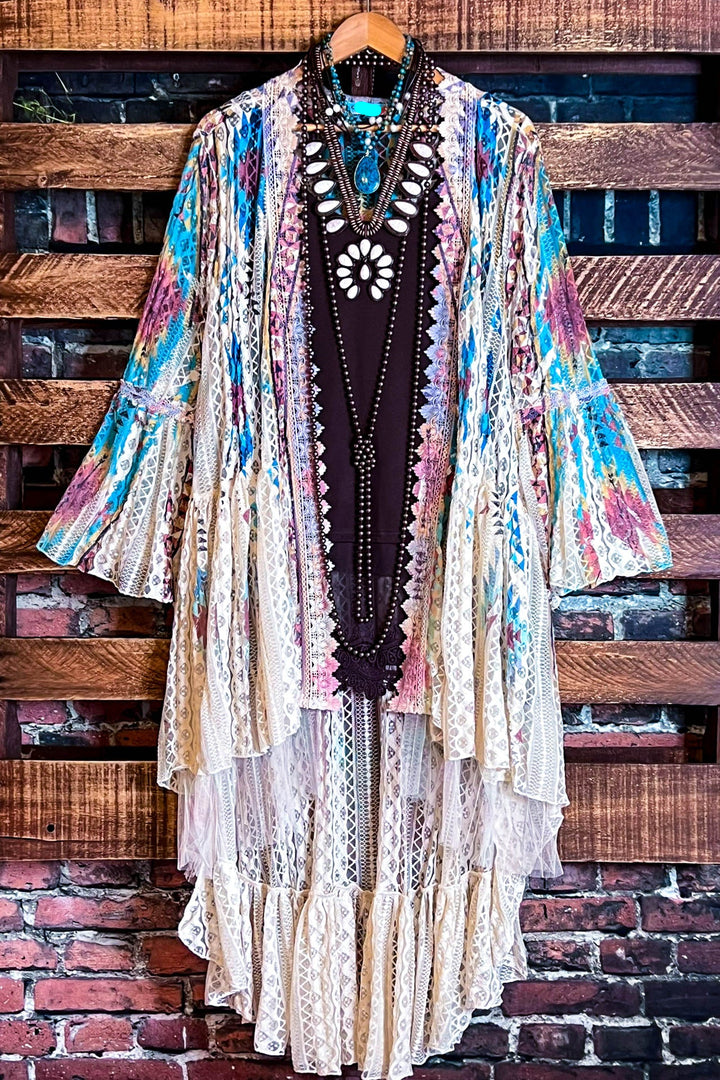 Nashville Diva Teal Lace Cardigan Duster