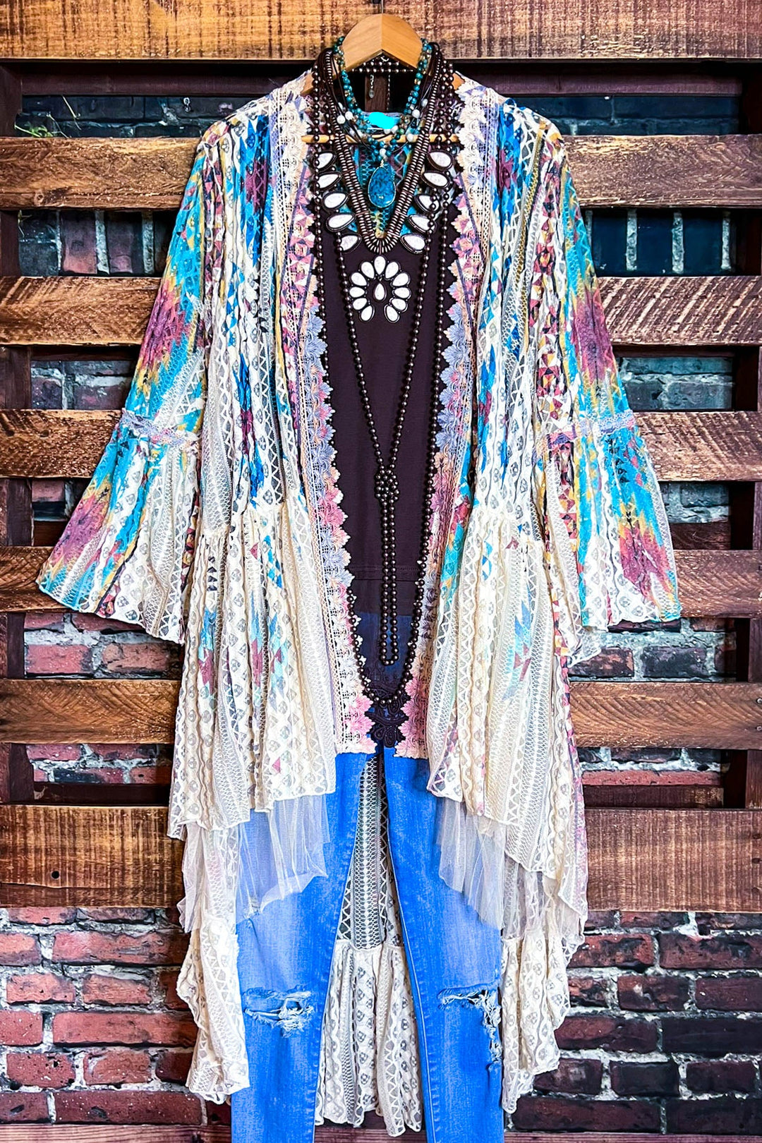 Nashville Diva Teal Lace Cardigan Duster