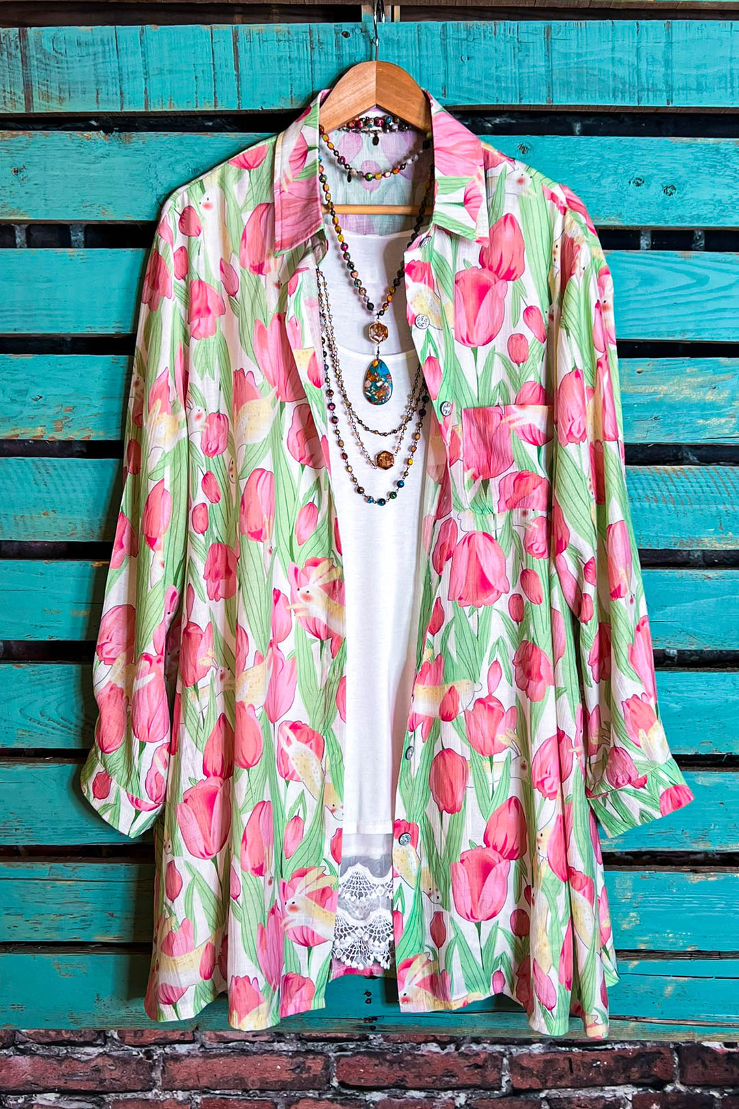 Vibrant Blooming Tulips Fab Shirt In Multi-Color