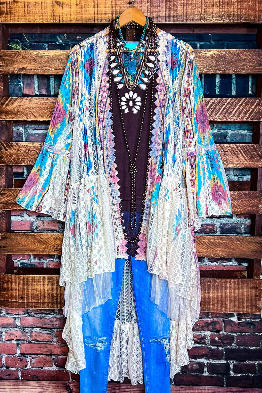 Nashville Diva Teal Lace Cardigan Duster