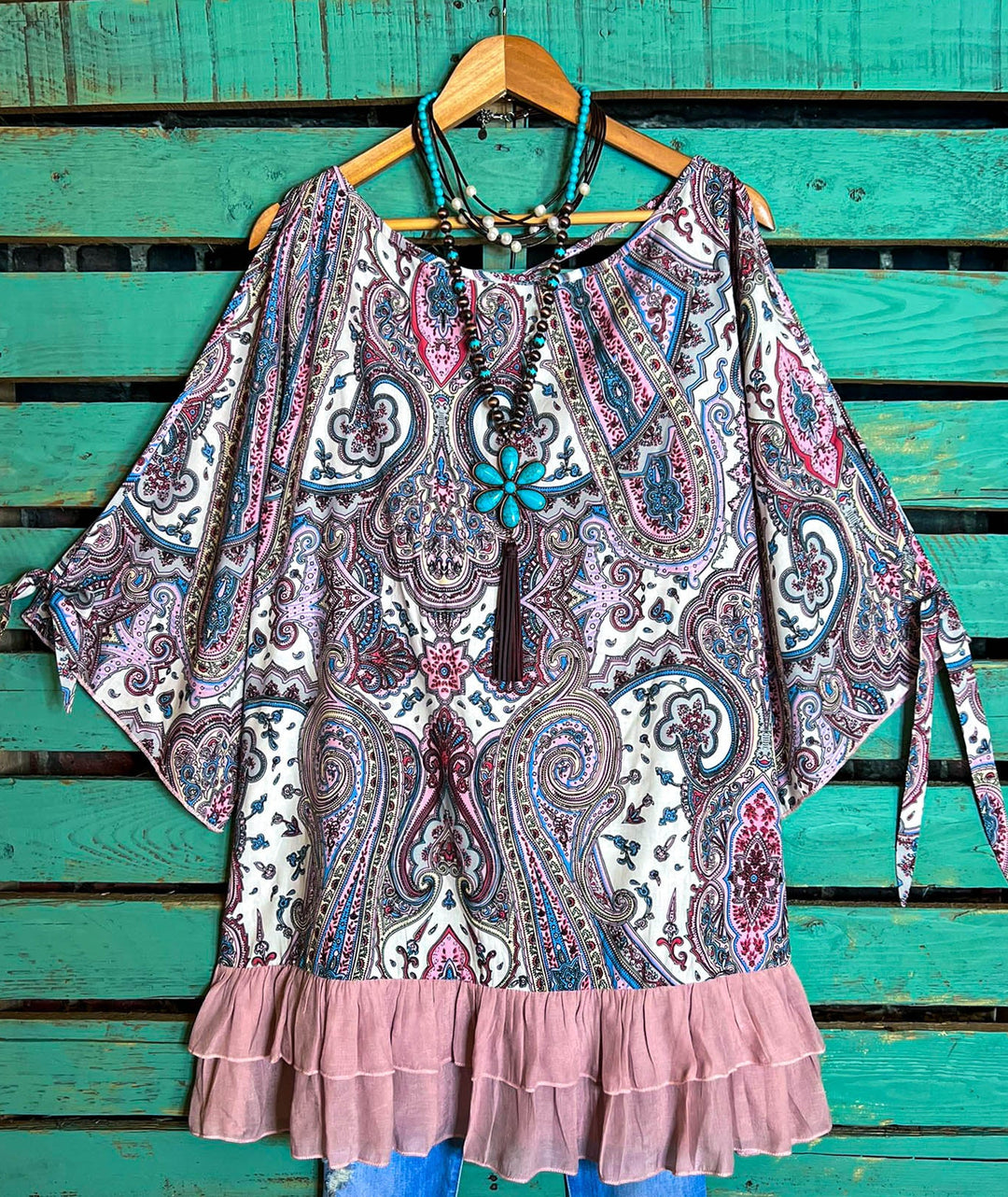 Sweet Charm Off Shoulder Paisley Top in Multi-Color