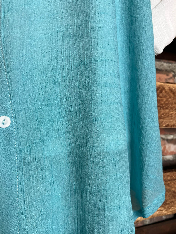 6-16 SIZE - LIGHTWEIGHT SHIRT TUNIC TIE DYE BLUE & IVORY----SALE