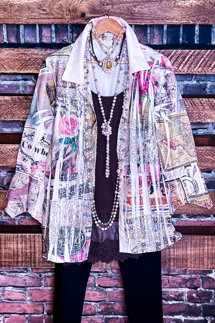 Always Stunning Delicate Sparkle Sequin Multicolor Fab Blouse