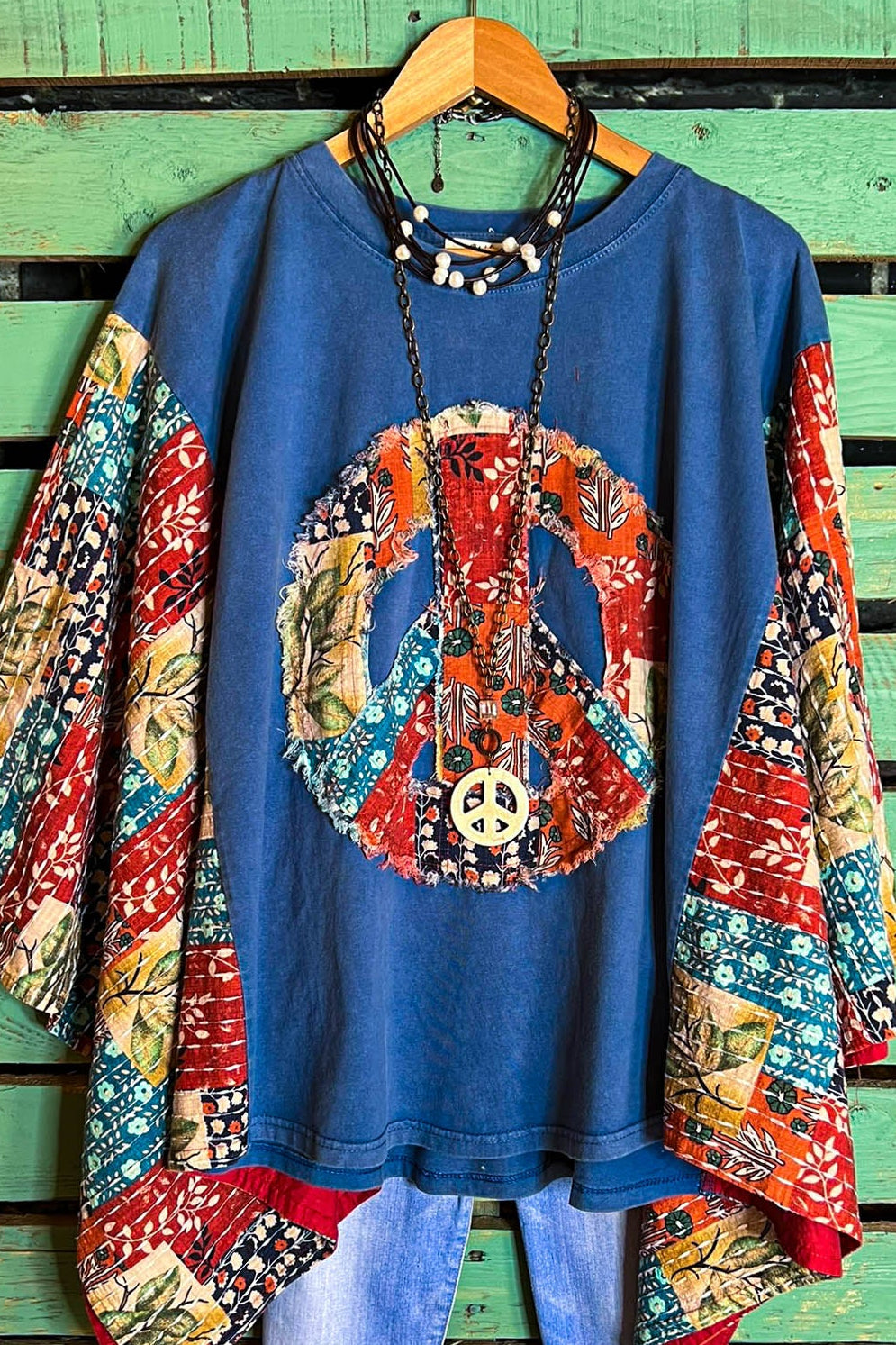 Breaking Free 100% Cotton Blue & Multi-Color Poncho Tunic