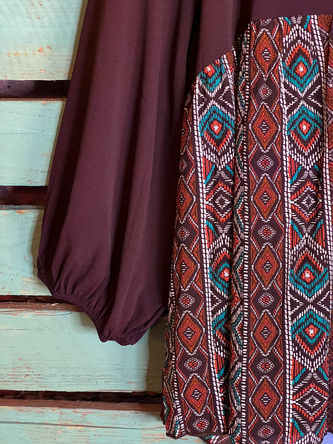Gotta Get Going Tribal Print Top in Brown Chocolate & Multi-Color