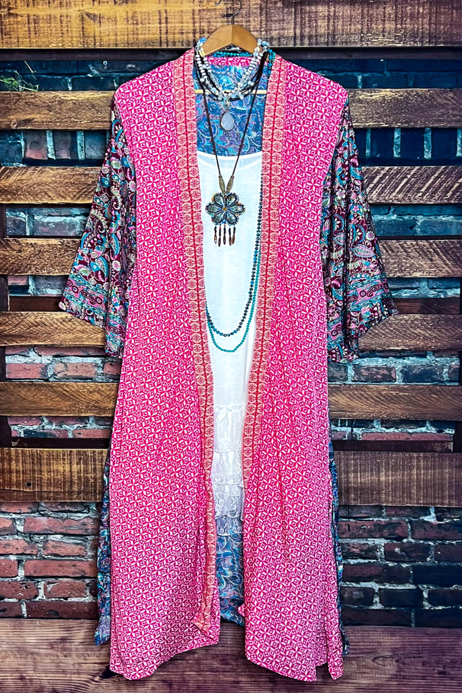 BON VOYAGE LIGHTWEIGHT KIMONO DUSTER MULTI-COLOR