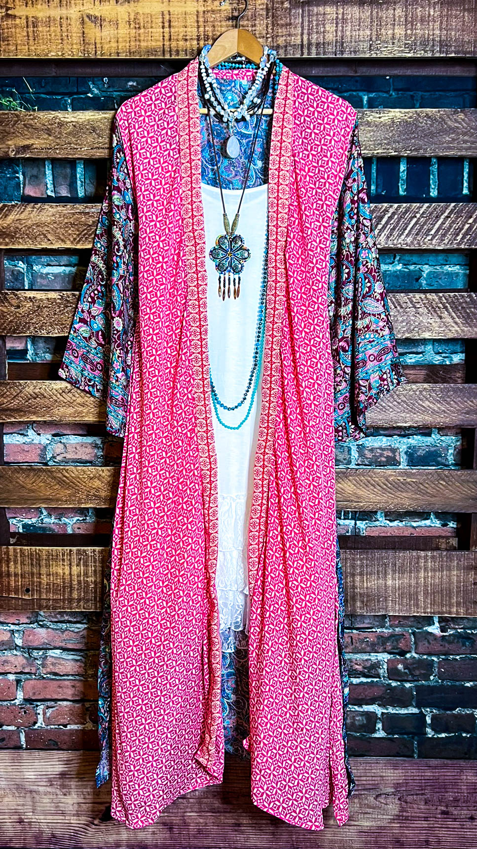 BON VOYAGE LIGHTWEIGHT KIMONO DUSTER MULTI-COLOR