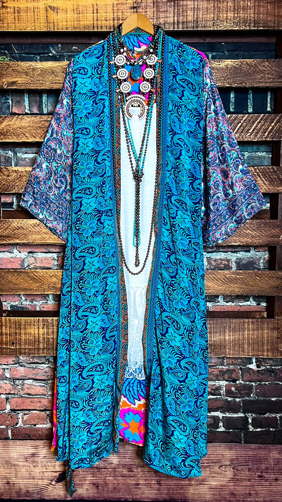 DELIGHTFUL DAYS LIGHTWEIGHT KIMONO DUSTER MULTI-COLOR