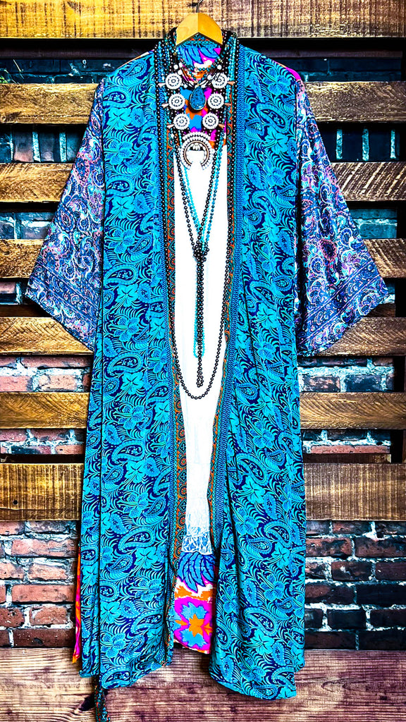 DELIGHTFUL DAYS LIGHTWEIGHT KIMONO DUSTER MULTI-COLOR