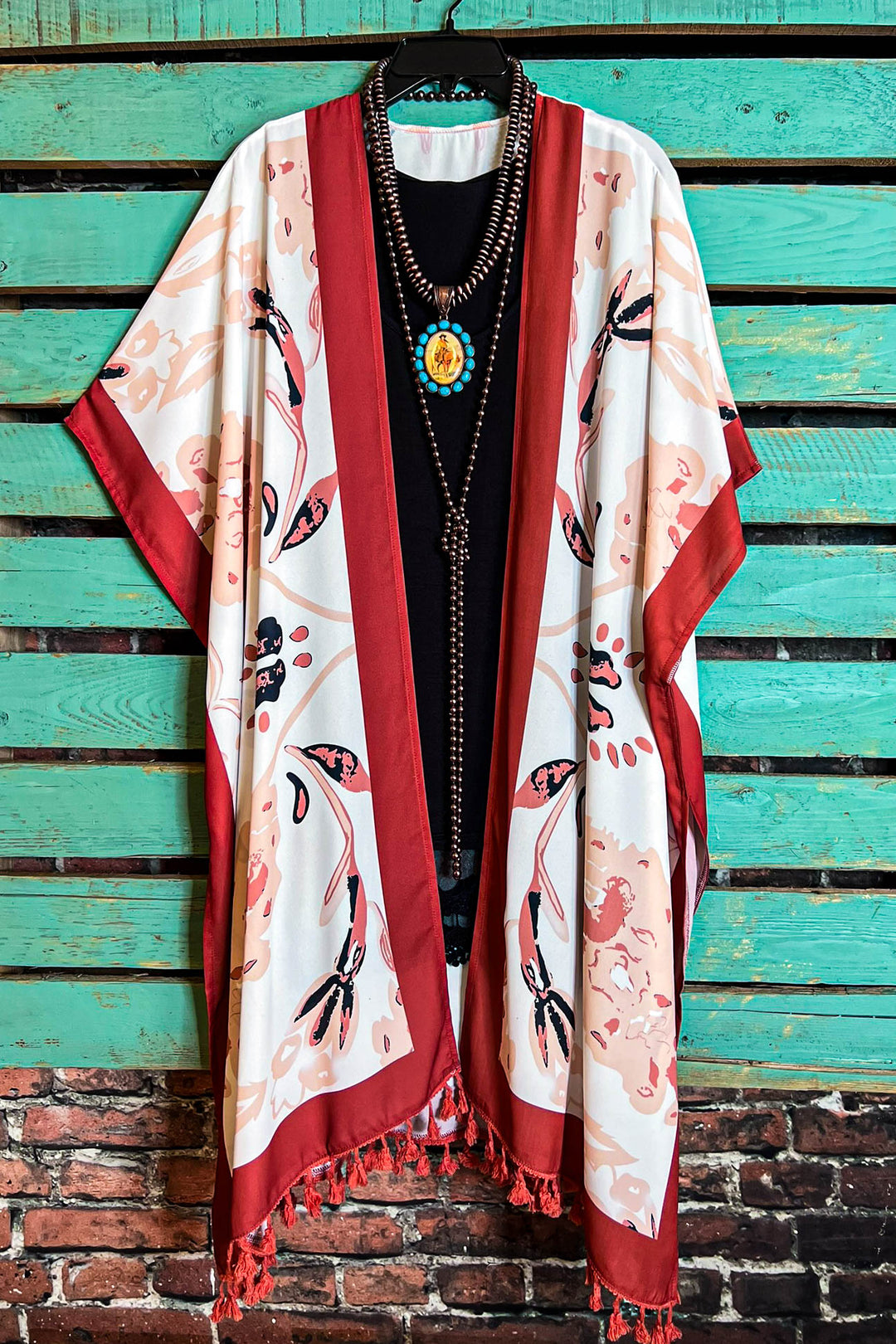 What a Dream Duster Kimono Rust & Multi-Color