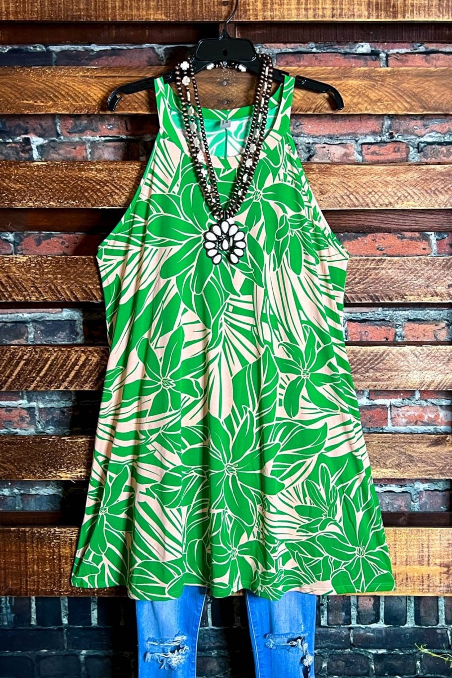 DREAMING OF PARADISE PALMS DRESS BEIGE & GREEN----------sale Life is Chic Boutique DREAMING OF PARADISE PALMS DRESS BEIGE & GREEN----------sale Life is Chic Boutique