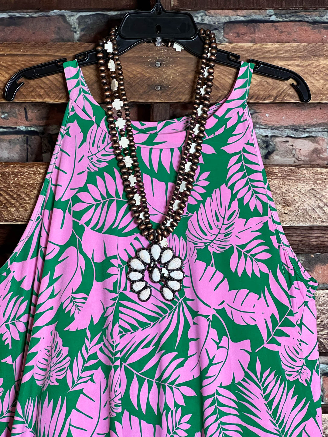 SUNSET PALMS DRESS PINK ----------SALE