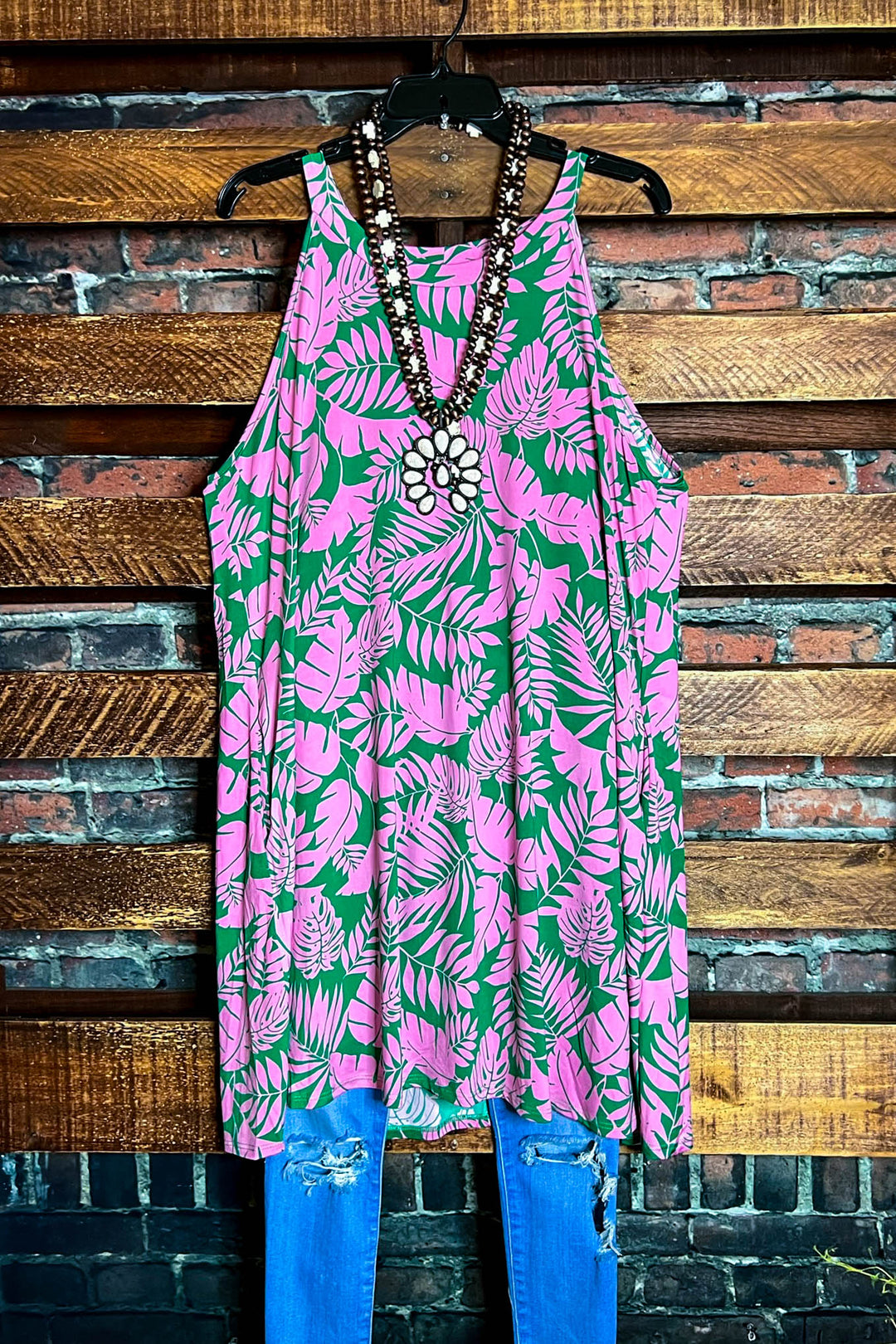 SUNSET PALMS DRESS PINK ----------SALE
