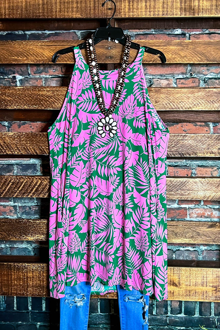 SUNSET PALMS DRESS PINK ----------SALE