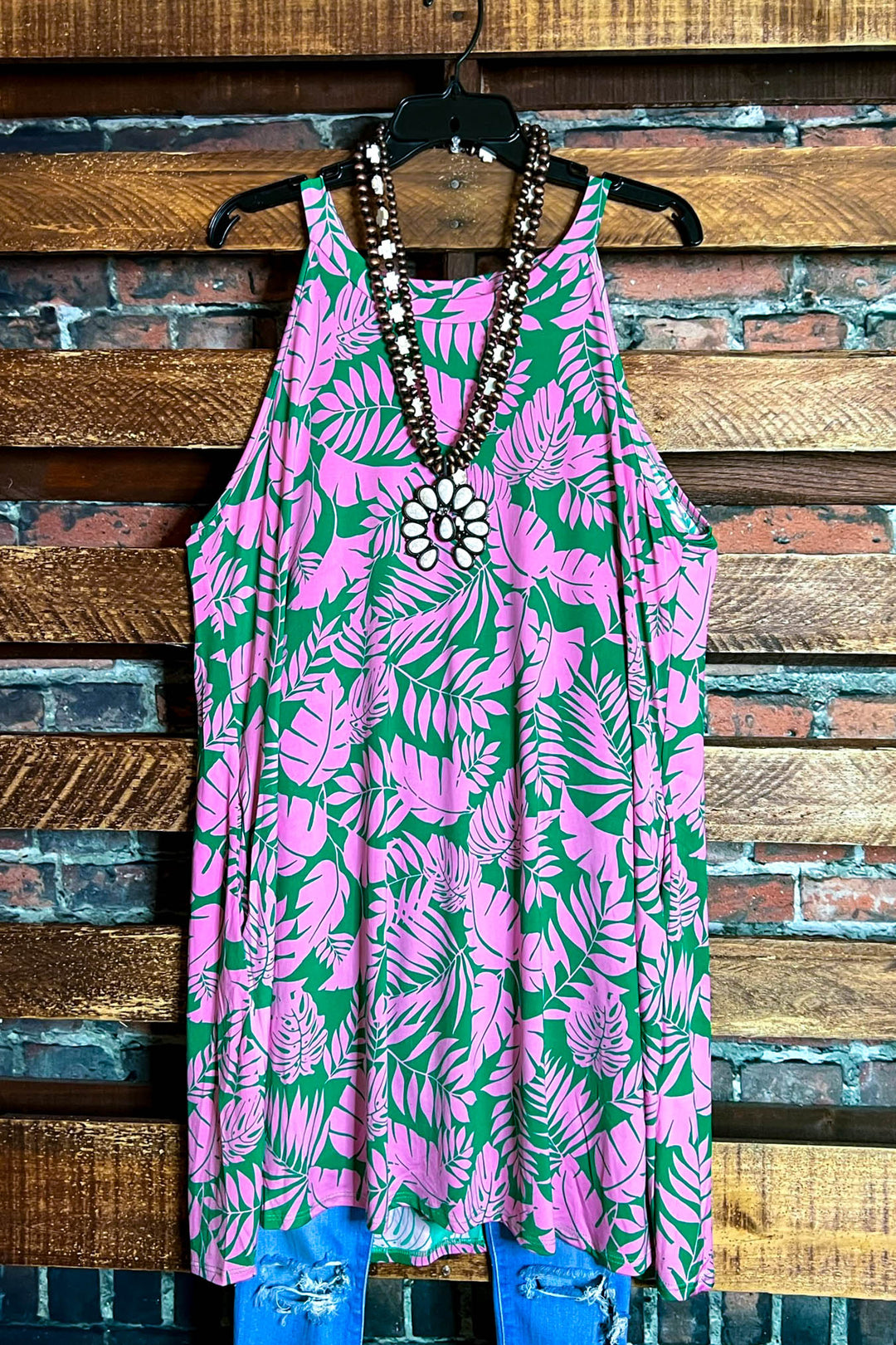 SUNSET PALMS DRESS PINK ----------SALE