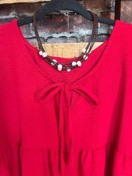 GRACEFUL MOVEMENT TUNIC BABYDOLL IN RUBY
