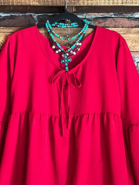 GRACEFUL MOVEMENT TUNIC BABYDOLL IN RUBY
