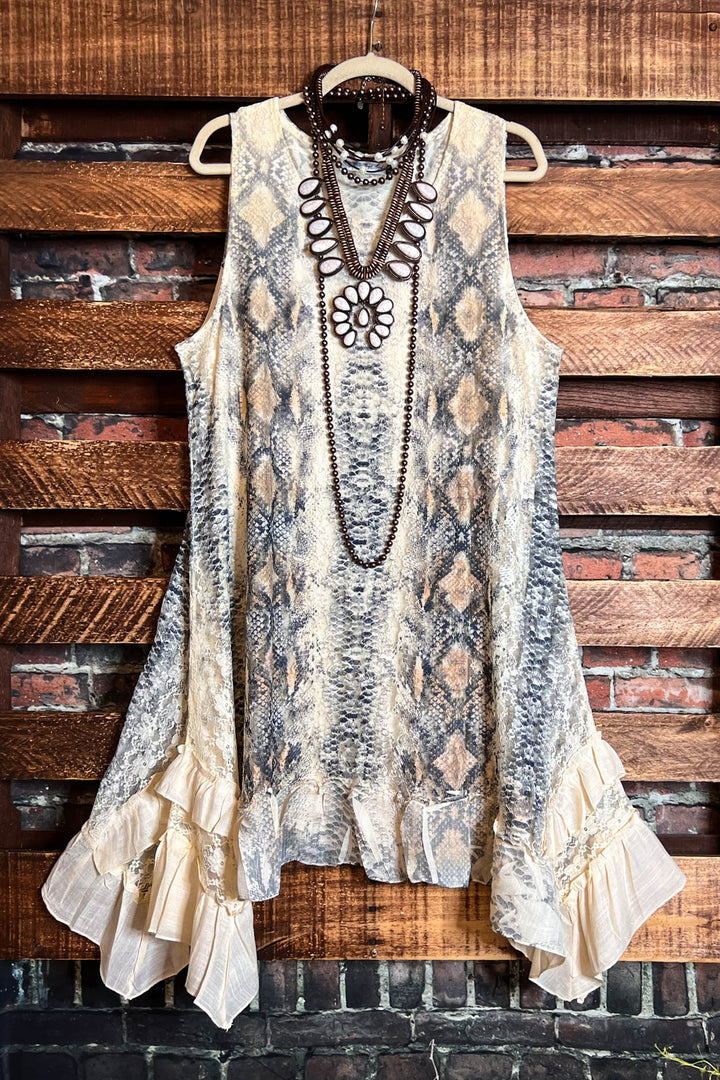 FAB CHARM STYLISH DRESS TUNIC LACE ANIMAL PRINT