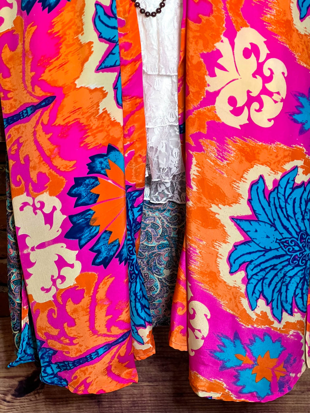 BOHO TROPICAL TREASURES LIGHTWEIGHT KIMONO DUSTER MULTI-COLOR