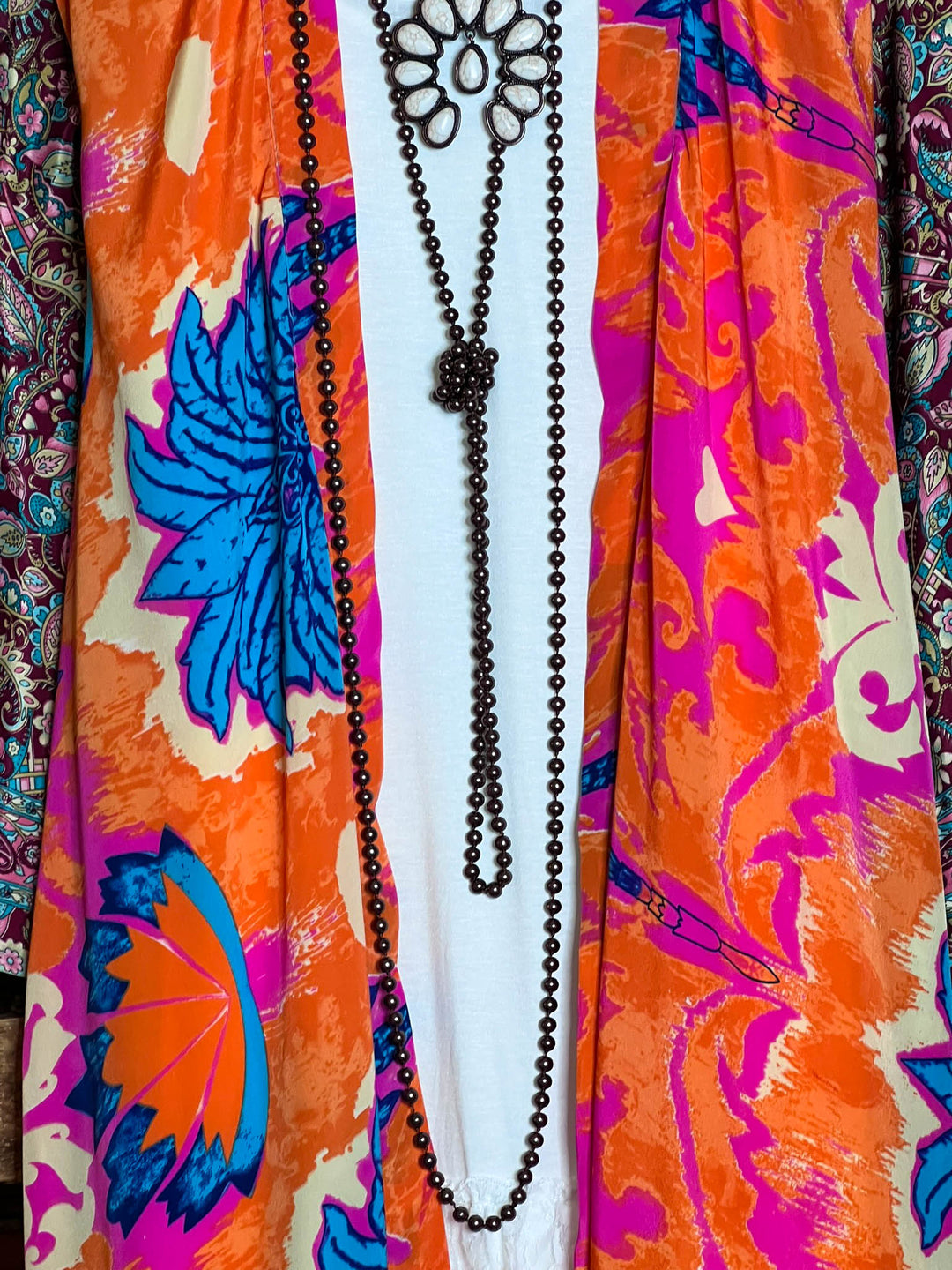 BOHO TROPICAL TREASURES LIGHTWEIGHT KIMONO DUSTER MULTI-COLOR