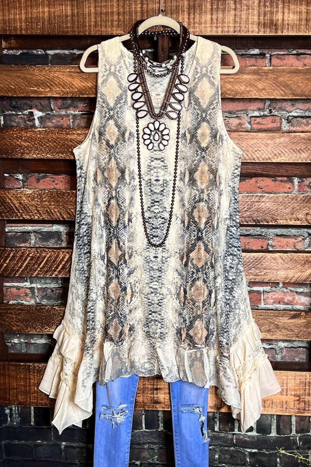 FAB CHARM STYLISH DRESS TUNIC LACE ANIMAL PRINT