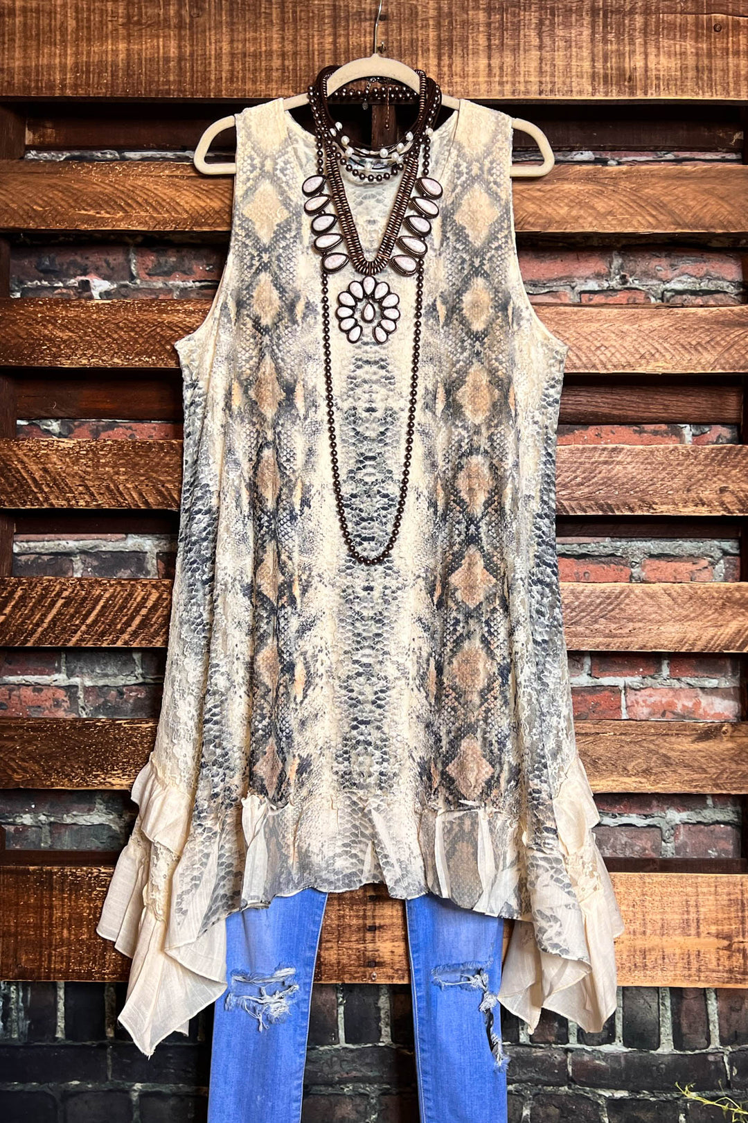 FAB CHARM STYLISH DRESS TUNIC LACE ANIMAL PRINT
