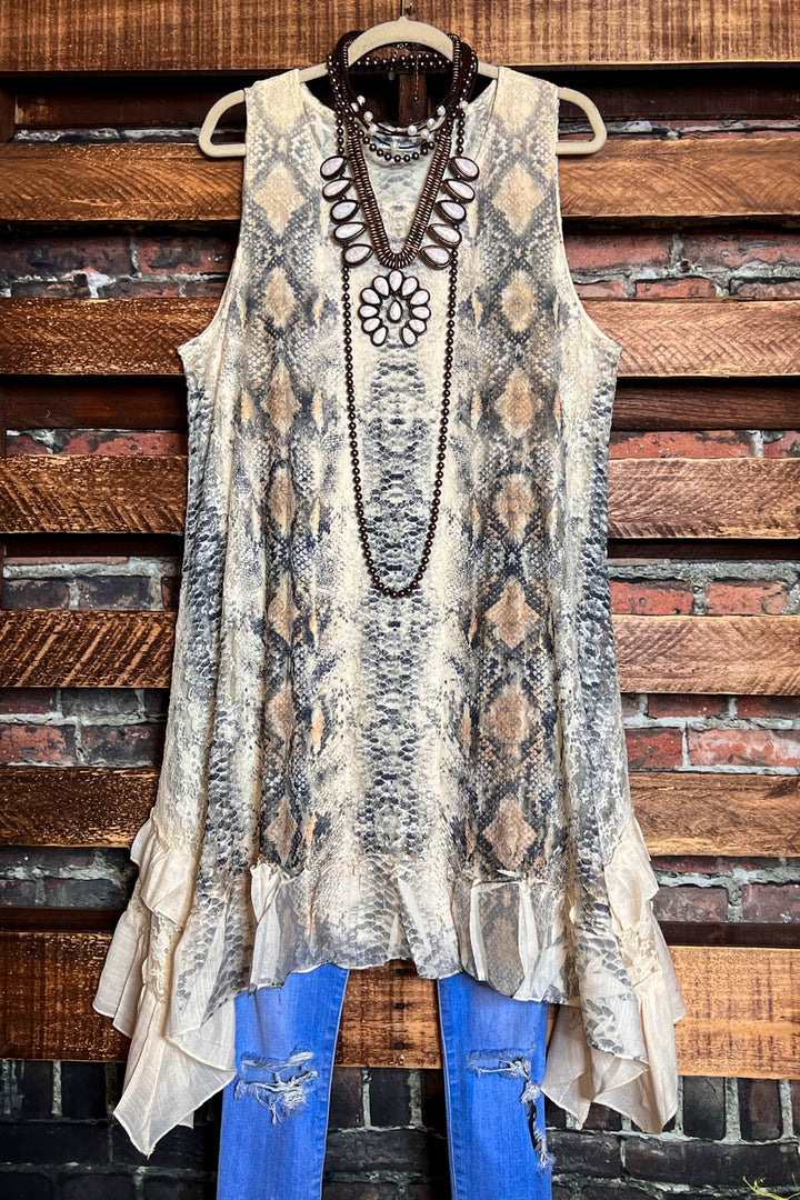 FAB CHARM STYLISH DRESS TUNIC LACE ANIMAL PRINT