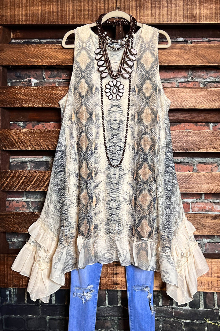 FAB CHARM STYLISH DRESS TUNIC LACE ANIMAL PRINT