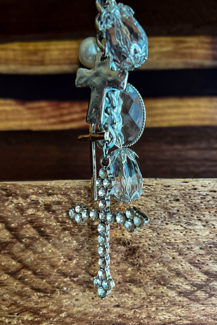 You Decorated My Life Fab Pearl & Rhinestone Cross Necklace