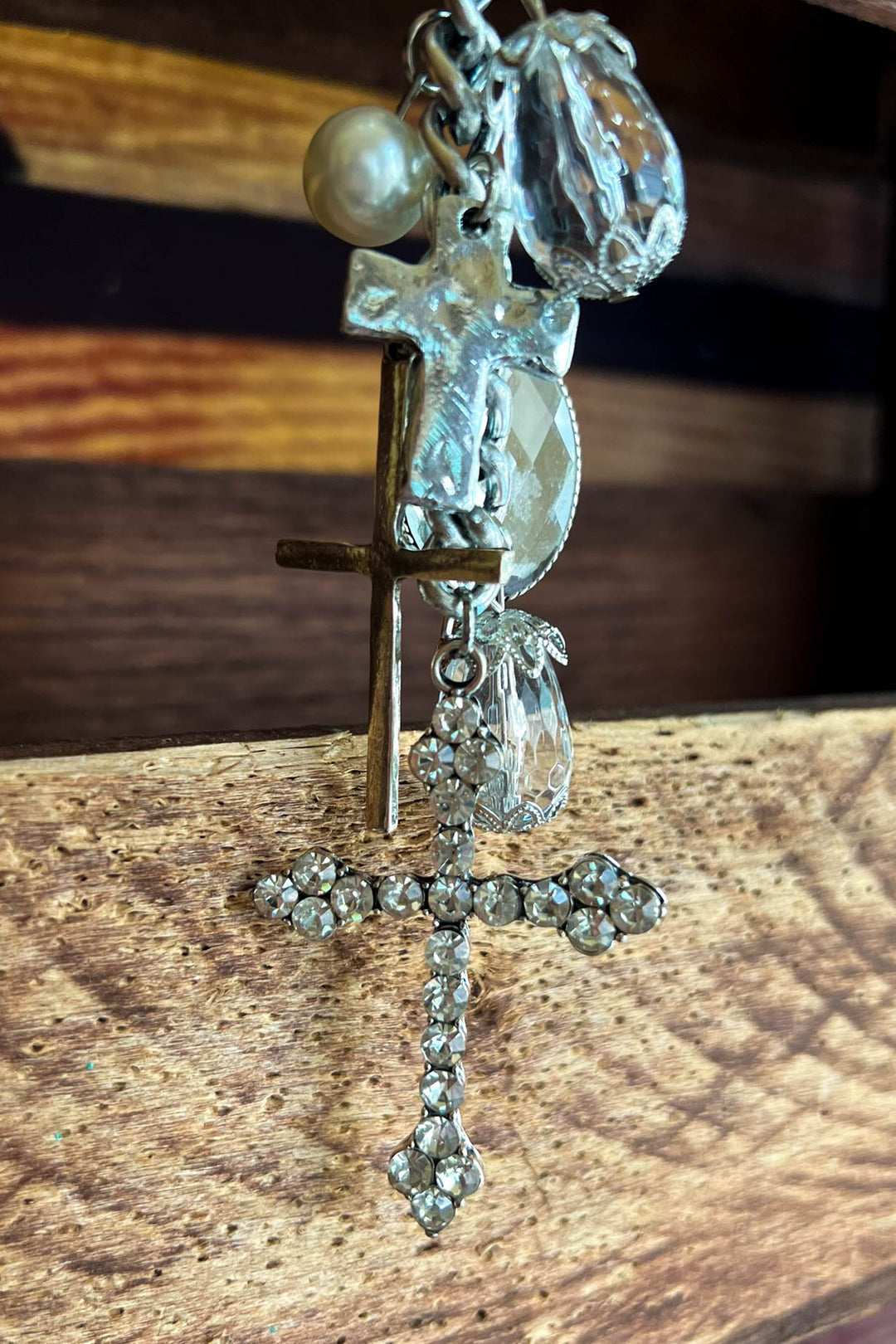 You Decorated My Life Fab Pearl & Rhinestone Cross Necklace