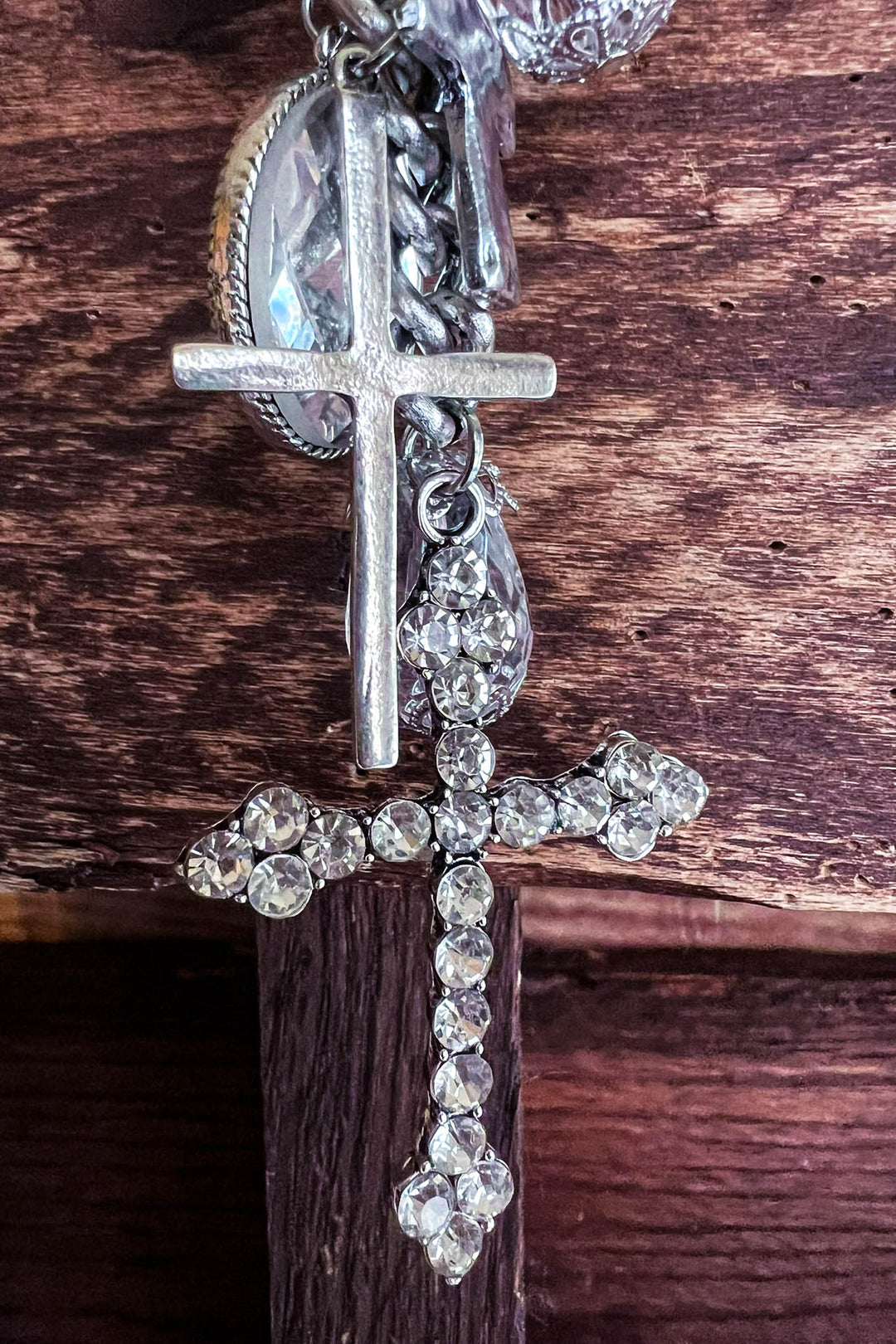 You Decorated My Life Fab Pearl & Rhinestone Cross Necklace