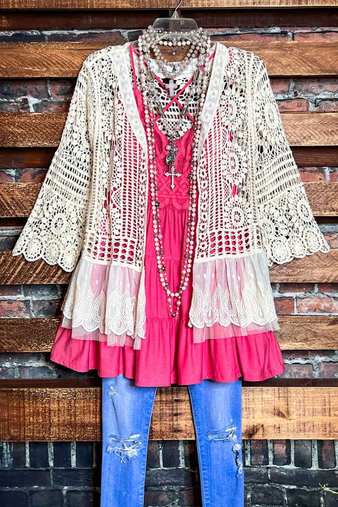 SWEET BEAUTY LACE EMBROIDERED TUNIC IN MAUVE PURPLE SHADES