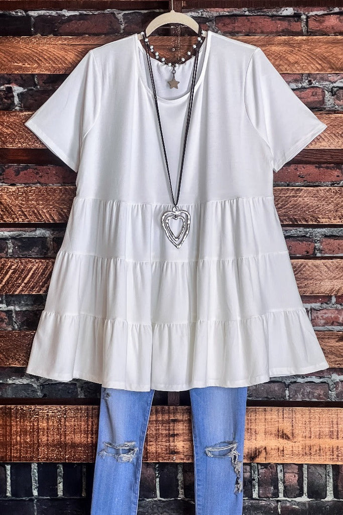 UPTOWN COMFY & CASUAL BABYDOLL TOP IN OFF-WHITE