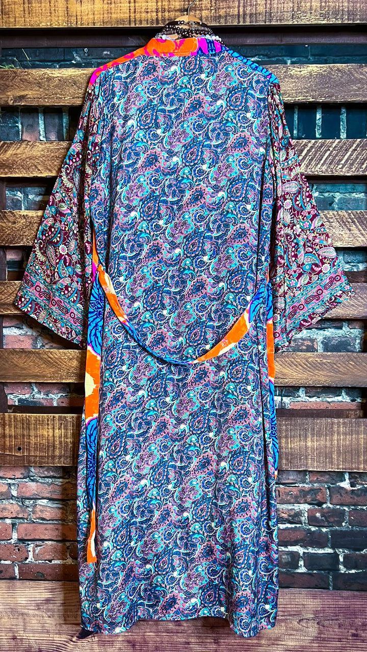 BOHO TROPICAL TREASURES LIGHTWEIGHT KIMONO DUSTER MULTI-COLOR