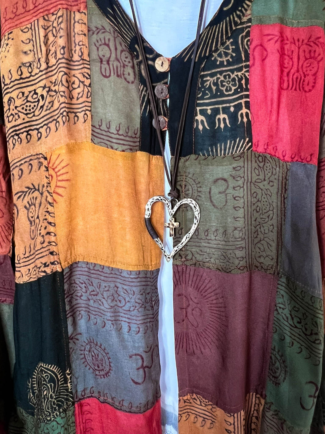 Light Spirit Patchwork Kimono Jacket in Rust & Multi-Color