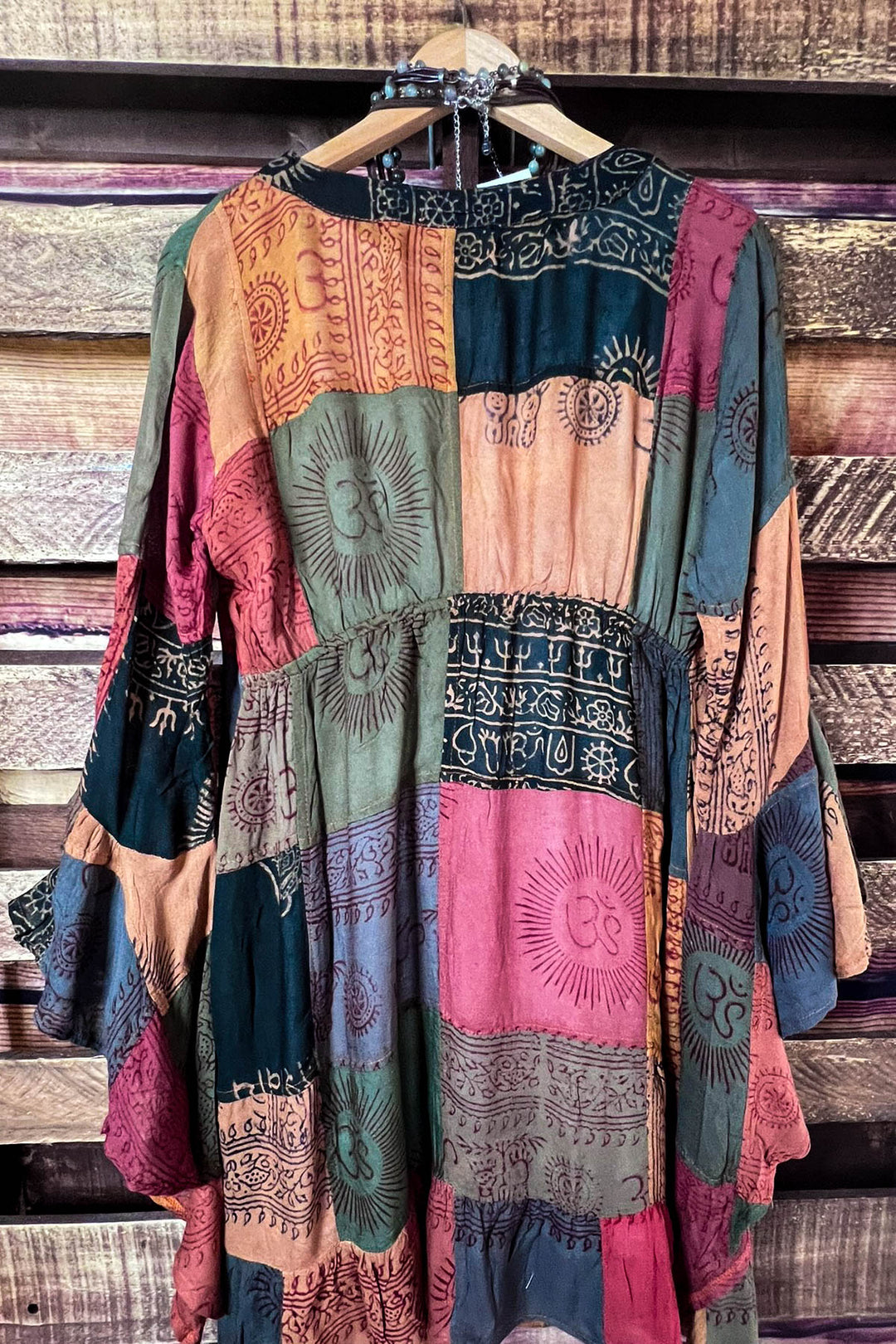 Light Spirit Patchwork Kimono Jacket in Rust & Multi-Color