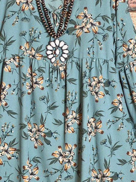 BEAUTIFUL FEELINGS FLORAL SAGE TUNIC
