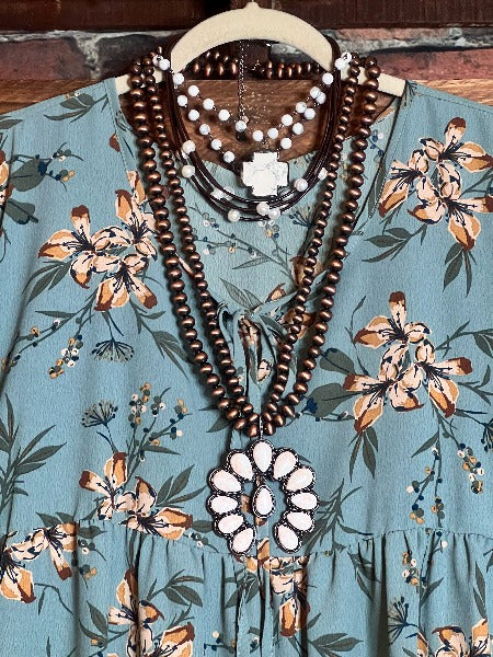 BEAUTIFUL FEELINGS FLORAL SAGE TUNIC