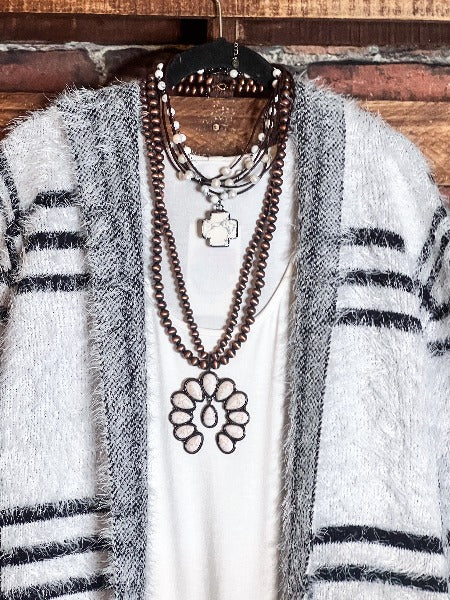 PLAID SWEATER CARDIGAN S-3X IN IVORY ---------SALE