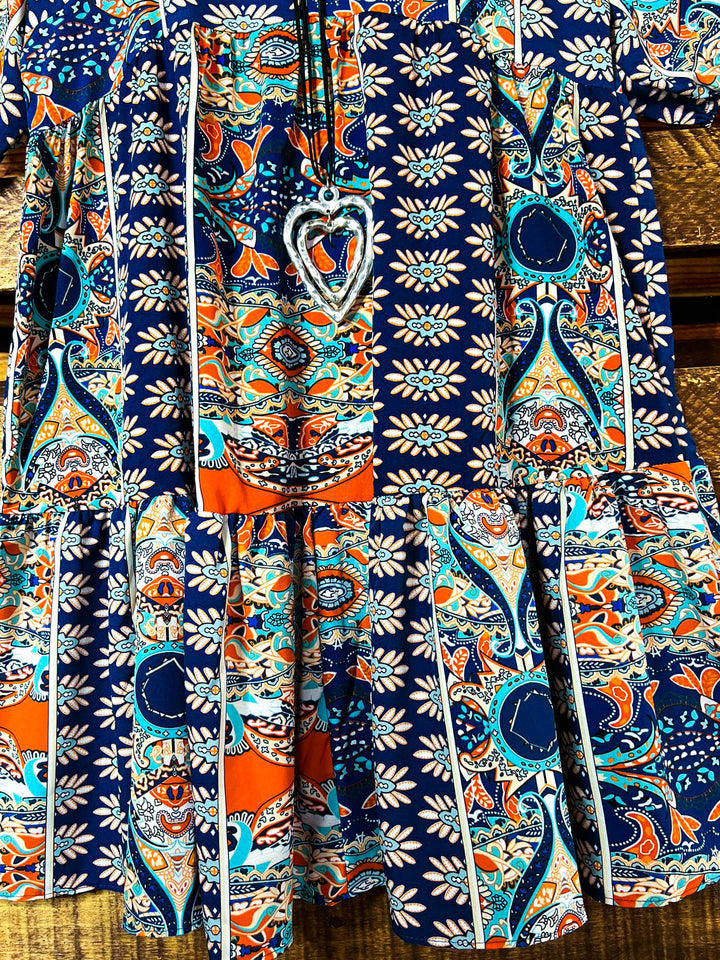 Weekend Chill Boho Dress Oversized in Navy & Multi-Color