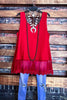 ALWAYS BE ADORABLE  RED LACE EMBROIDERED SLIP DRESS TOP