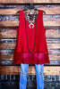 ALWAYS BE ADORABLE  RED LACE EMBROIDERED SLIP DRESS TOP