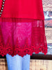 ALWAYS BE ADORABLE  RED LACE EMBROIDERED SLIP DRESS TOP