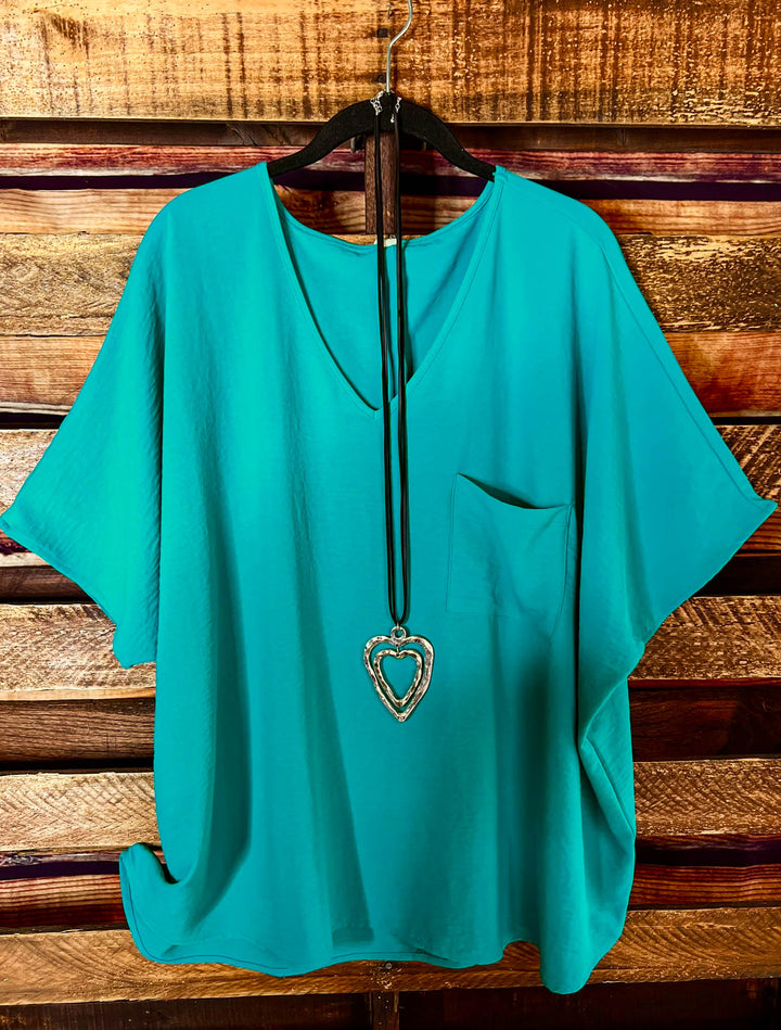 DOWNTOWN PRETTY STYLE COMFY OVERSIZED TEAL MINT TUNIC