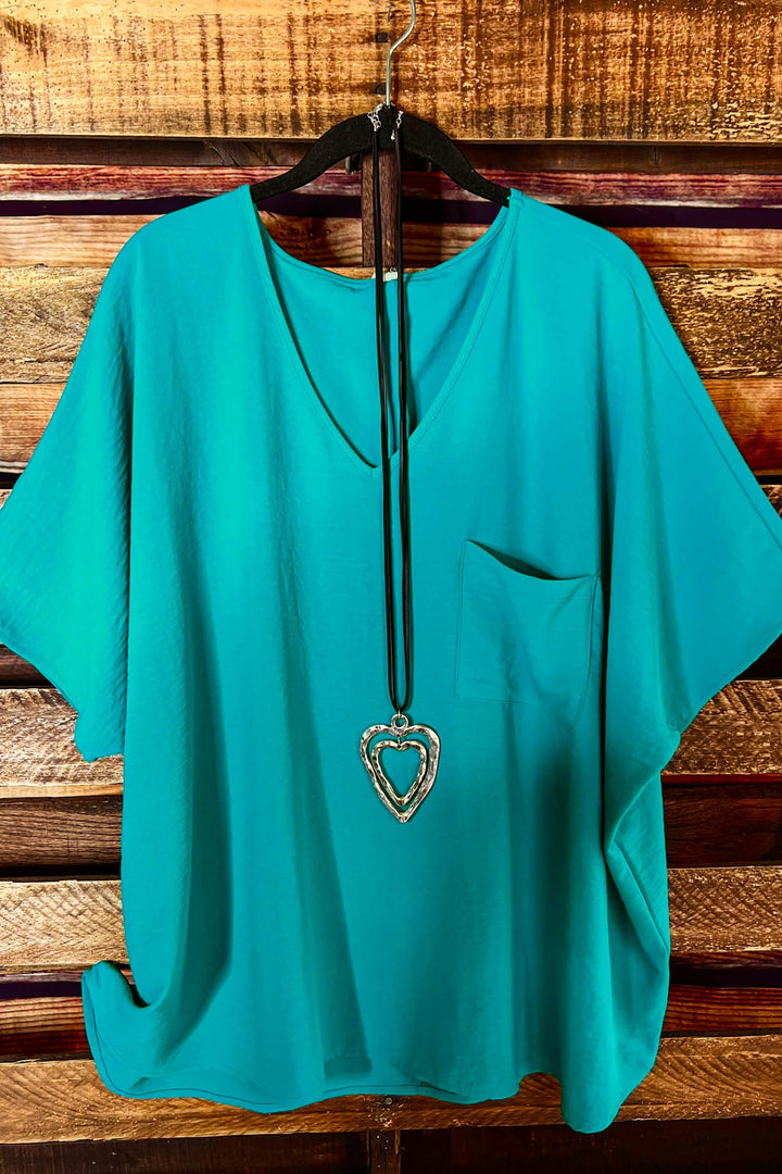DOWNTOWN PRETTY STYLE COMFY OVERSIZED TEAL MINT TUNIC
