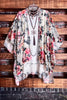 Vintage Garden Roses Velvet Burnout Kimono in Multi-Color